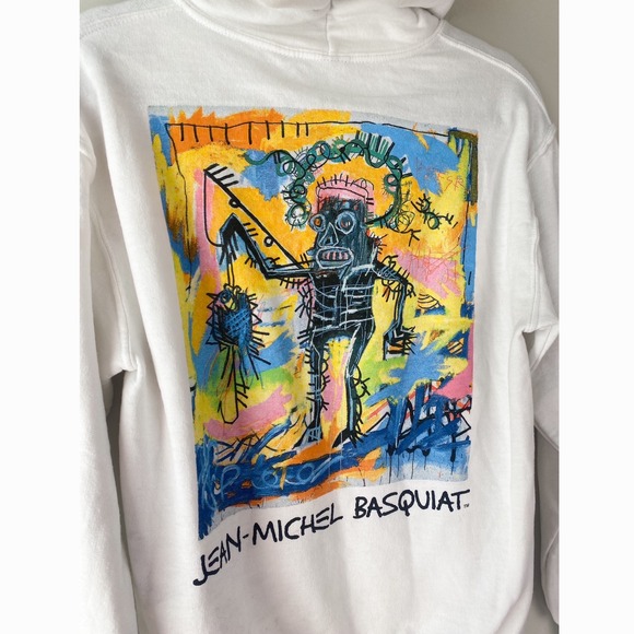 Jean Michel Basquait Graphic Hoodie S White Art Fisher of Men Crown Streetwear - Picture 5 of 9